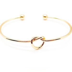 Gold Knot Open Bangle Bracelet - Elegant Women's Jewelry
